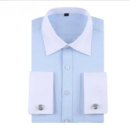Quality French Cufflinks Shirt Men's Long Sleeve Tuxedo Male Brand Slim Fit White Button Cuff Social Men Dress Shirts