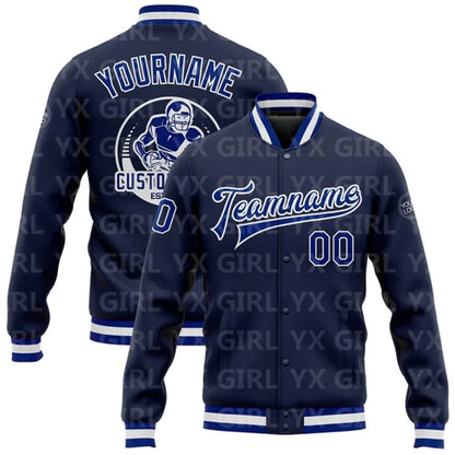 Jaqueta Varsity Personalizada Preta e Branca com Botões, Jaqueta de Baseball