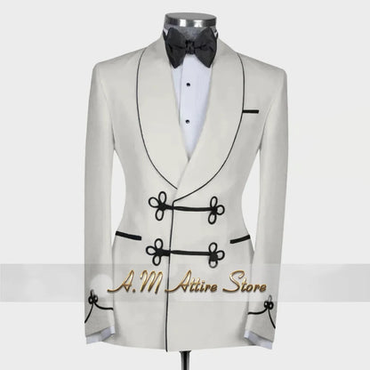 Ternos extravagantes masculinos, conjunto de 2 peças, xale, lapal, botão floral, jaqueta, calças, ajuste fino para casamento, coquetel, bola, jantar, vestido de festa, presentes