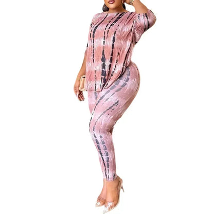 Conjunto de 2 Peças Europea Outono: Calça Yoga Casual Estampada de Cintura Alta e Elástica Sem Costura + Blusa Feminina