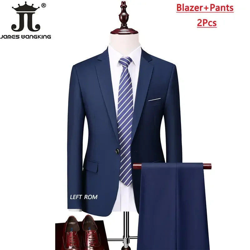 M-6XL 15 Cores (Jaqueta+Colete+Calças) Trajes Formais para Escritório Masculinos Vestido de Casamento para Noivos Vestido de Festa Terno de Cor Sólida
