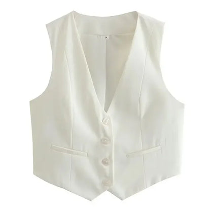 HH Moda Feminina Terno Sólido Colete Sem Mangas Colete Recortado Tops Coletes Primavera Verão Casual Senhora de Escritório Chic Tops