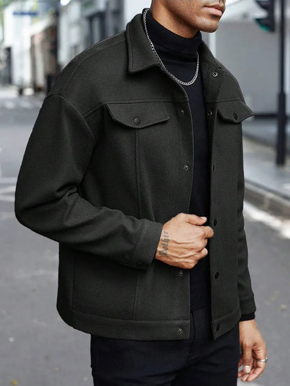 2025 Jaqueta de lã com botões estilo europeu outono/inverno para homens – Casual, esportiva, de negócios – Tamanho europeu