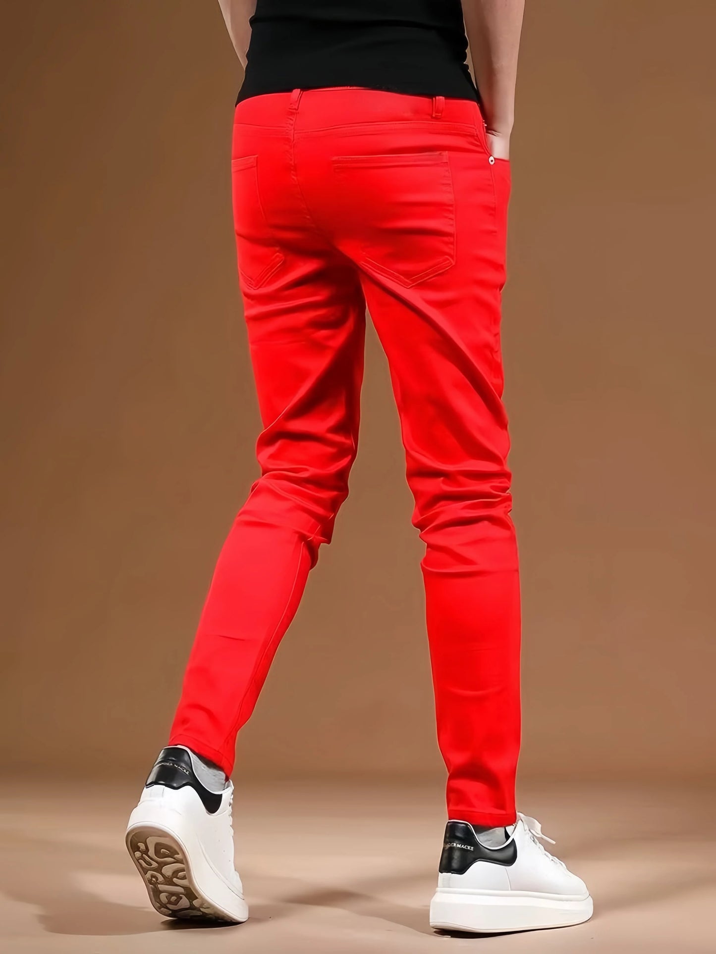 KING JEANS RED Men's Long Pants Bulletproof Business Office Style Simple And Versatile Suitable For Various Occasions
