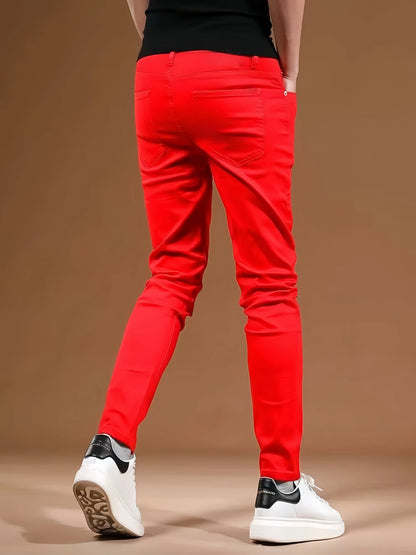 KING JEANS RED Men's Long Pants Bulletproof Business Office Style Simple And Versatile Suitable For Various Occasions