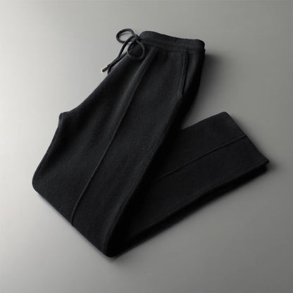 Outono e inverno novo grosso lazer calças de caxemira calças de malha fina masculina 100% calças de lã pura para manter aquecido
