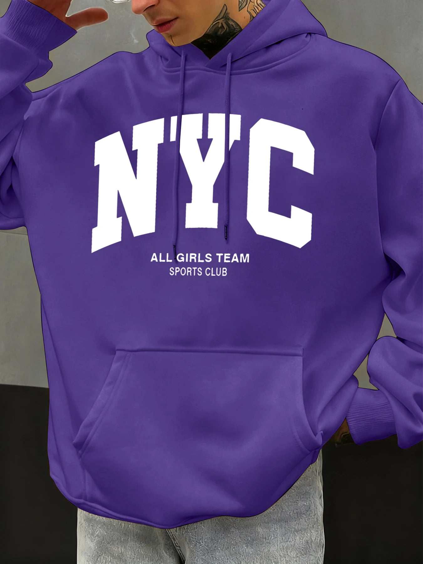 New York City Letter Eye-Catching Printed Man Hoodies Soft Casual Hoody Autumn Sportswear Fleece Hip Hop Tops Fashion Clothing