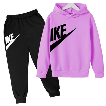 Conjunto de Moletom Infantil de Outono com Letras, Pulôver Esportivo para Crianças de 3 a 12 Anos, Casaco + Calças, Presente de Aniversário para Meninos e Meninas, Roupas de Lazer e Moda