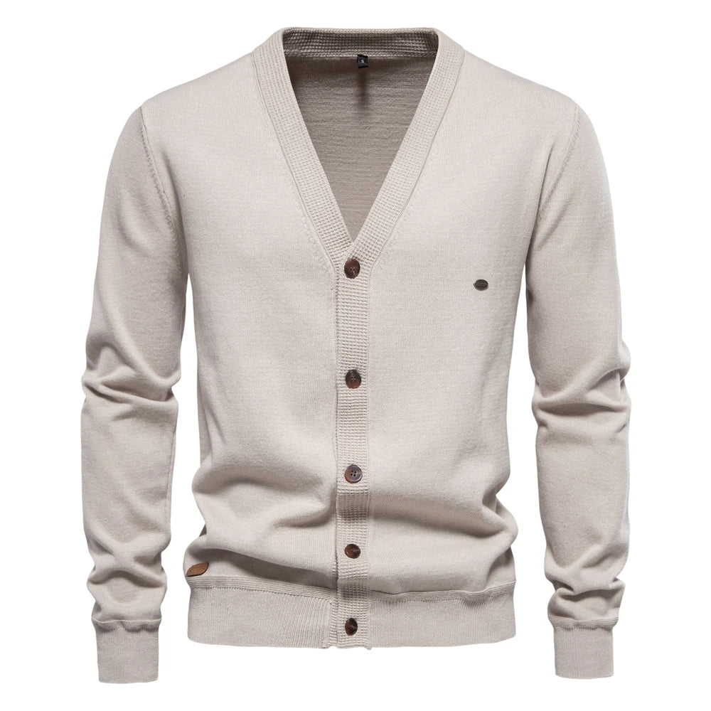 Aiopeson 2024 novo outono algodão cardigan camisola masculina casual único breasted cor sólida de alta qualidade camisola de algodão masculino