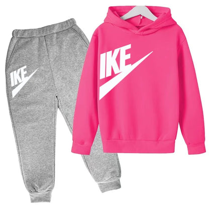 Conjunto de Moletom Infantil de Outono com Letras, Pulôver Esportivo para Crianças de 3 a 12 Anos, Casaco + Calças, Presente de Aniversário para Meninos e Meninas, Roupas de Lazer e Moda