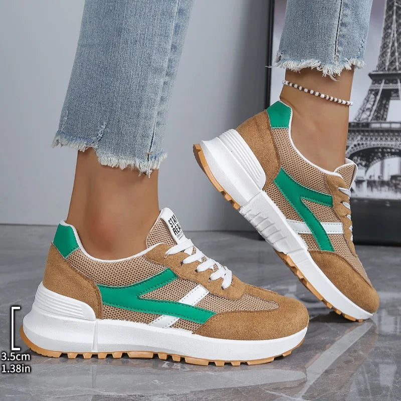 Tênis femininos novos para primavera/outono 2026, casuais, com cadarço, de grife, luxuosos, plataforma, estilo mocassim, antiderrapantes e confortáveis.
