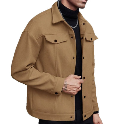 2026 Autumn/Winter European Style Button-Up Woolen Jacket for Men Casual, Sporty, Business Wear European Size