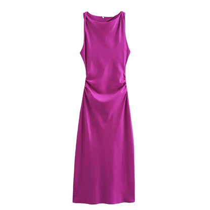 Vestidos Longos de Cetim para Mulheres 2026, Vestido Midi Slip de Verão, Vestido Sexy para Festa Noturna, Vestidos Elegantes Sem Mangas