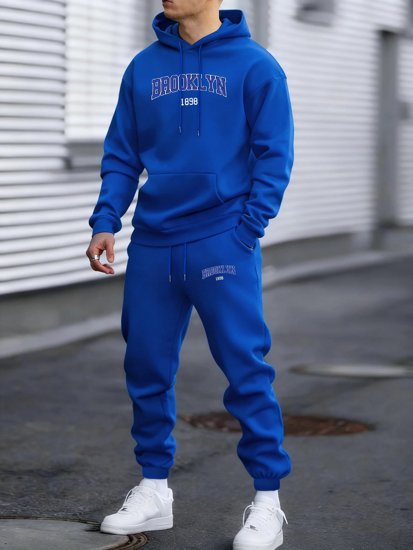 Brooklyn Usa 1888 Print Tracksuit For Men Simple Comfortable Pants All-Match Loose Clothing Unisex Autumn Fleece Sportsuit