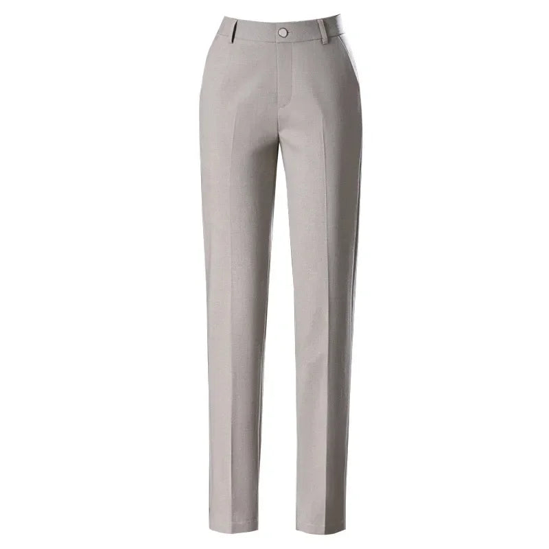 2025 primavera outono preto elegante carreira formal terno calças femininas, cáqui em linha reta cintura alta solta calças de trabalho feminino/calças de carga