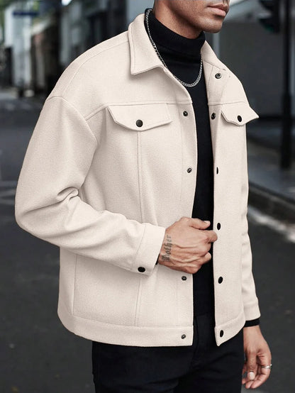 2025 Jaqueta de lã com botões estilo europeu outono/inverno para homens – Casual, esportiva, de negócios – Tamanho europeu