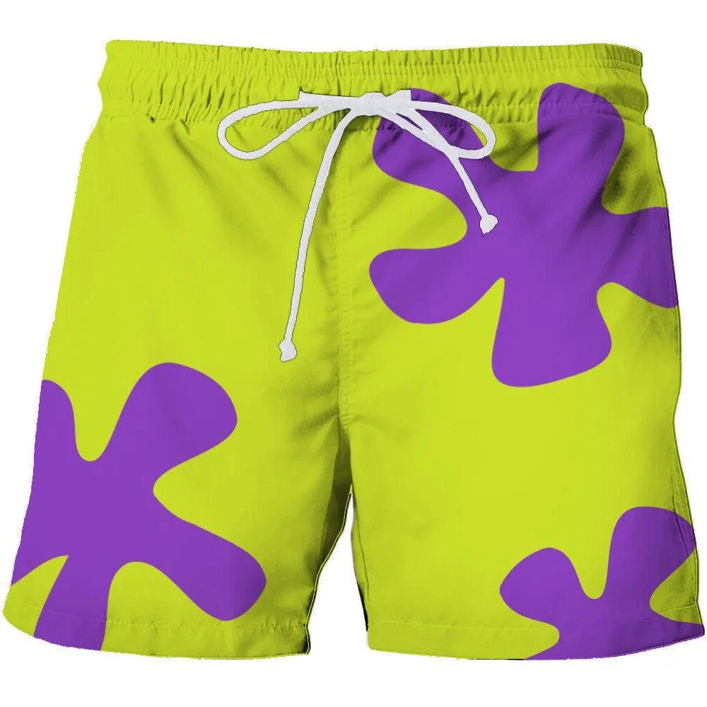 Calção de Banho Havaiano de Secagem Rápida Masculina, Shorts Esportivos para Férias, Estampado 3D Coqueiro, Solto, Moda Verão, 6XL