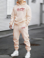 Brooklyn New York City 07 Print Autumn Winter Fleece Hoodie Sportpants Suit Men Soft Fashion Sweatshirt Comfy Street Sweatpants