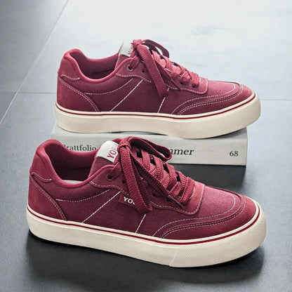 Tênis Masculino Casual Esportivo Retrô de Lona Respirável com Sola de Borracha e Costuras Coladas para Primavera/Outono