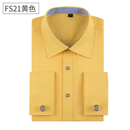 Qualidade e suave formal masculino francês manguito vestido camisa masculina manga longa sólido listrado estilo camisas masculinas abotoaduras incluem plus size