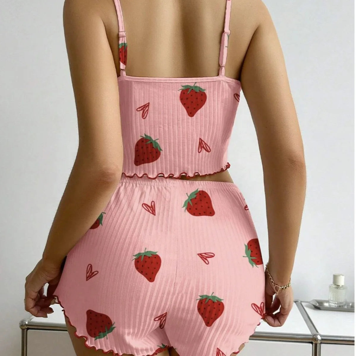 Conjunto de Pijama Feminino com Shorts, Roupa de Casa, Lingerie Sexy, Camisolas, Camisetas, Roupas de Dormir para Mulheres