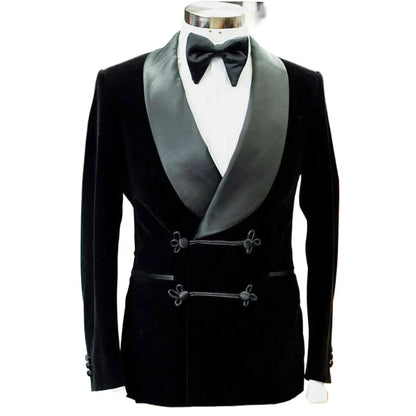 Jaqueta de veludo preto para fumar, 1 peça, blazer masculino com botões, luxo, noivos, casamento, designer, festa, casaco