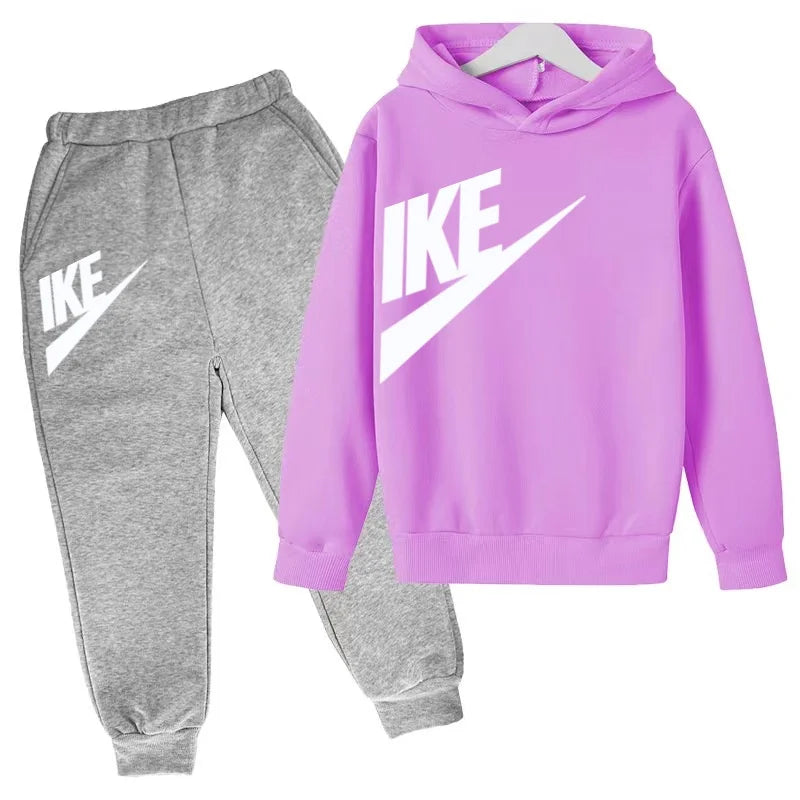 Conjunto de Moletom Infantil de Outono com Letras, Pulôver Esportivo para Crianças de 3 a 12 Anos, Casaco + Calças, Presente de Aniversário para Meninos e Meninas, Roupas de Lazer e Moda