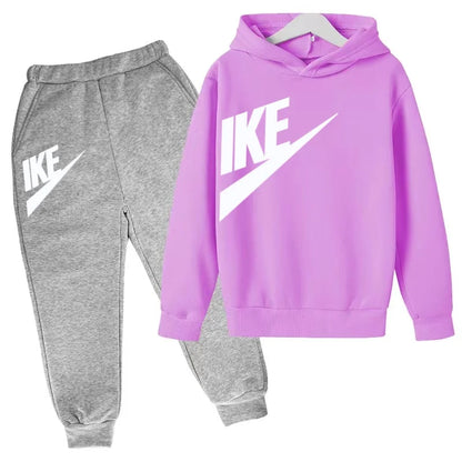 Conjunto de Moletom Infantil de Outono com Letras, Pulôver Esportivo para Crianças de 3 a 12 Anos, Casaco + Calças, Presente de Aniversário para Meninos e Meninas, Roupas de Lazer e Moda