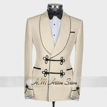 Ternos extravagantes masculinos, conjunto de 2 peças, xale, lapal, botão floral, jaqueta, calças, ajuste fino para casamento, coquetel, bola, jantar, vestido de festa, presentes