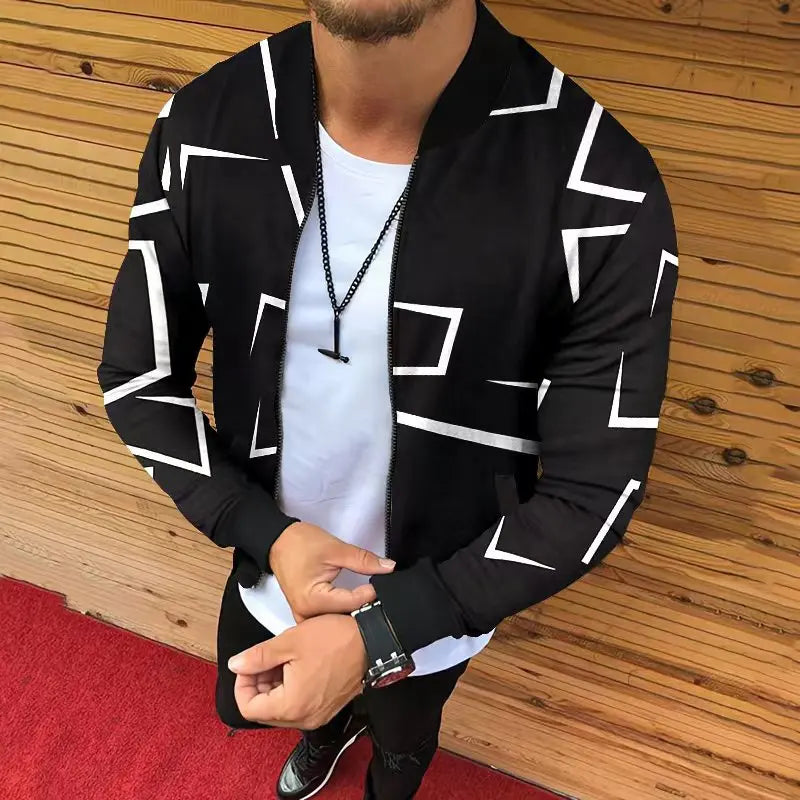 Jaqueta estampada com corte tridimensional masculina, moda casual, comércio exterior, outono e inverno , nova