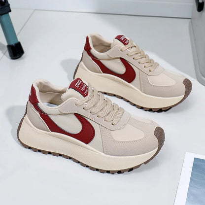 Tênis Chunky Feminino da Moda 2026, com Cadarço, Casual, Confortável, com Sola Macia, para Corrida, Estilo Designer, Zapatillas