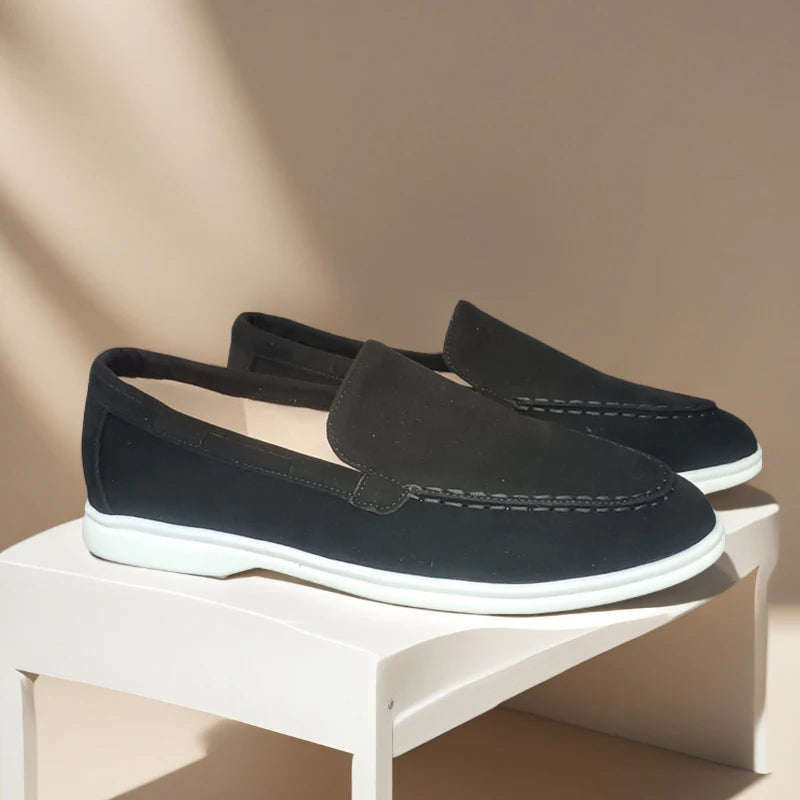 Moda clássico camurça mocassins de couro masculino sapatos casuais marca luxo respirável deslizamento em sapatos de condução mocassins