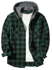 Camisa masculina xadrez com capuz, modelo folgado, para primavera e outono, tamanhos grandes, estilo casual e moderno, mangas compridas, do P ao 3XG.