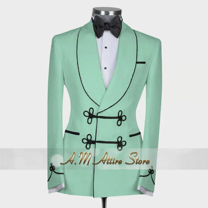 Ternos extravagantes masculinos, conjunto de 2 peças, xale, lapal, botão floral, jaqueta, calças, ajuste fino para casamento, coquetel, bola, jantar, vestido de festa, presentes