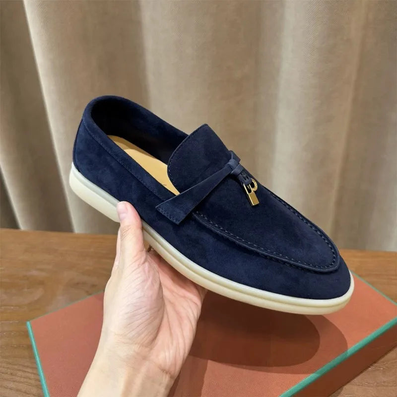 Promoção: Mocassins Femininos de Couro Genuíno Estilo Old Money com Borla e Fivela, Slip On, Casual, Vintage, Sapatos Planos para o Dia a Dia, Y2k