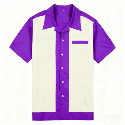 Camisa casual masculina de manga curta com lapela de boliche, camisa esportiva diária, roupas de clube confortáveis e respiráveis, entrega rápida