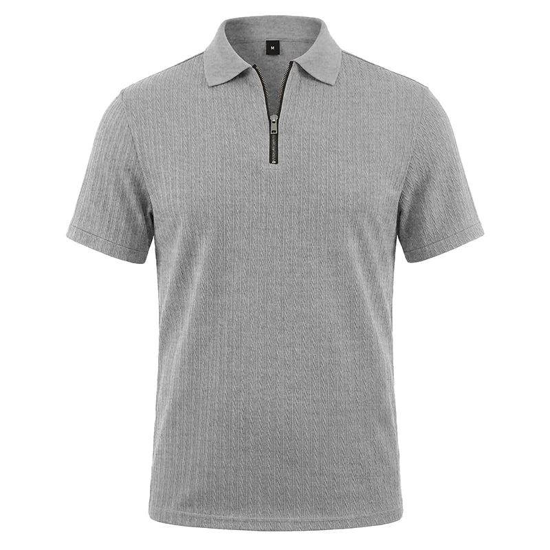 Camisa Polo Masculina de Verão Casual com Textura Tricotada Simples de Manga Curta |   Camiseta Casual Texturizada de Manga Curta (Várias Cores)