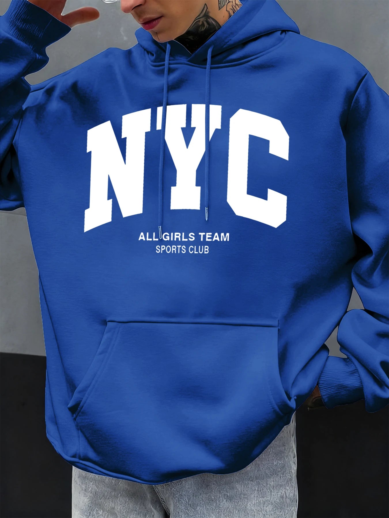 New York City Letter Eye-Catching Printed Man Hoodies Soft Casual Hoody Autumn Sportswear Fleece Hip Hop Tops Fashion Clothing