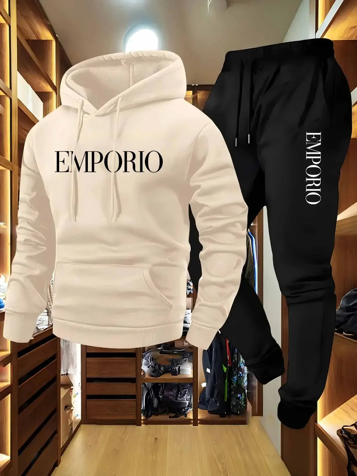 Conjunto de agasalho de cor sólida masculino, moletom quente de inverno com capuz e corredores, roupa casual streetwear, roupas atléticas de treino de ginástica