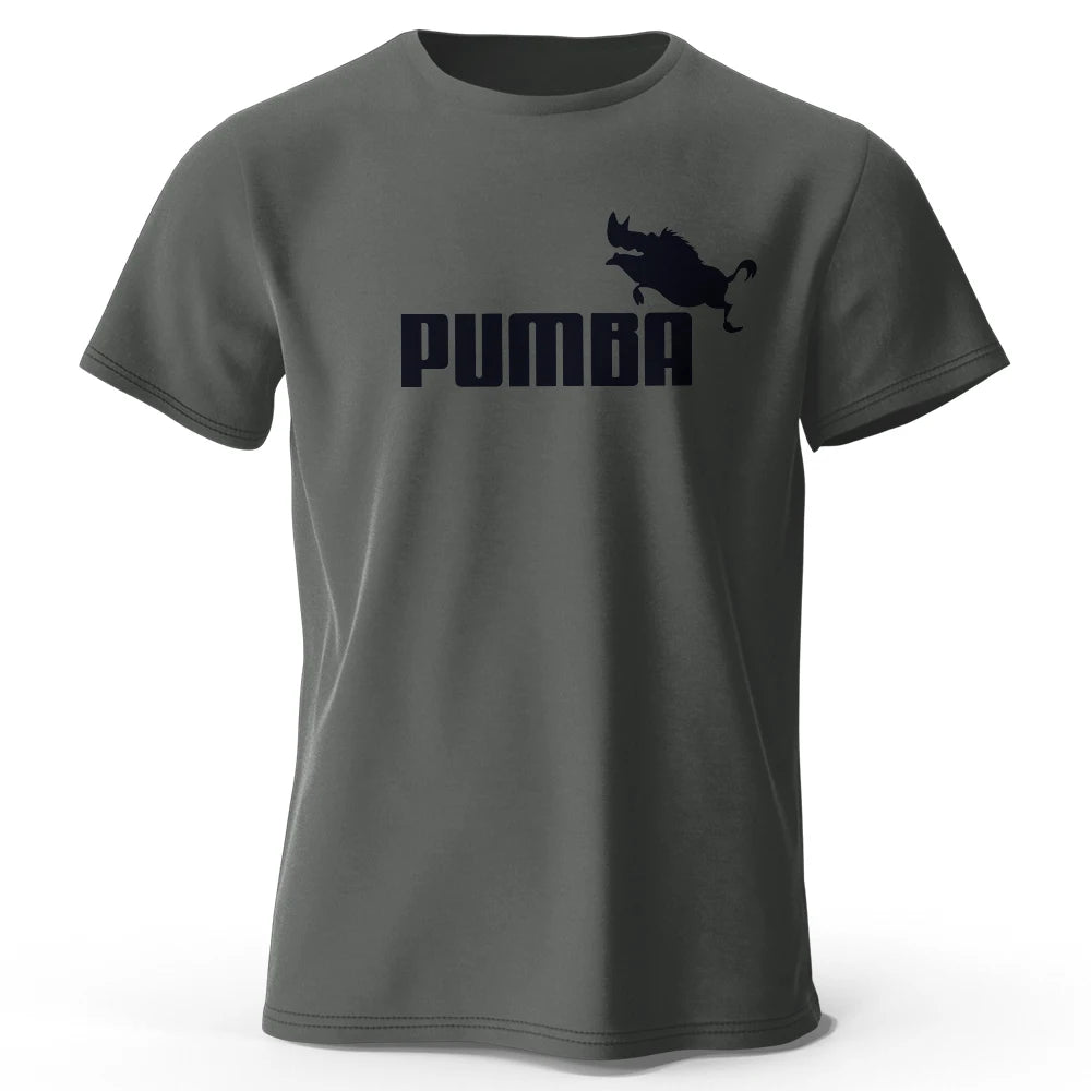Camiseta masculina casual oversized com estampa divertida do Pumba, 100% algodão, tamanho grande, ideal para o verão.