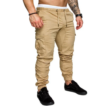 Novas Calças Casuais Masculinas de Tecido Trançado Streetwear Novas Calças de Trabalho com Múltiplos Bolsos