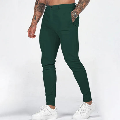 New Solid Color Business Trousers Men's Formal Business Work Pants Slim Straight Leg Pants Casual Trousers