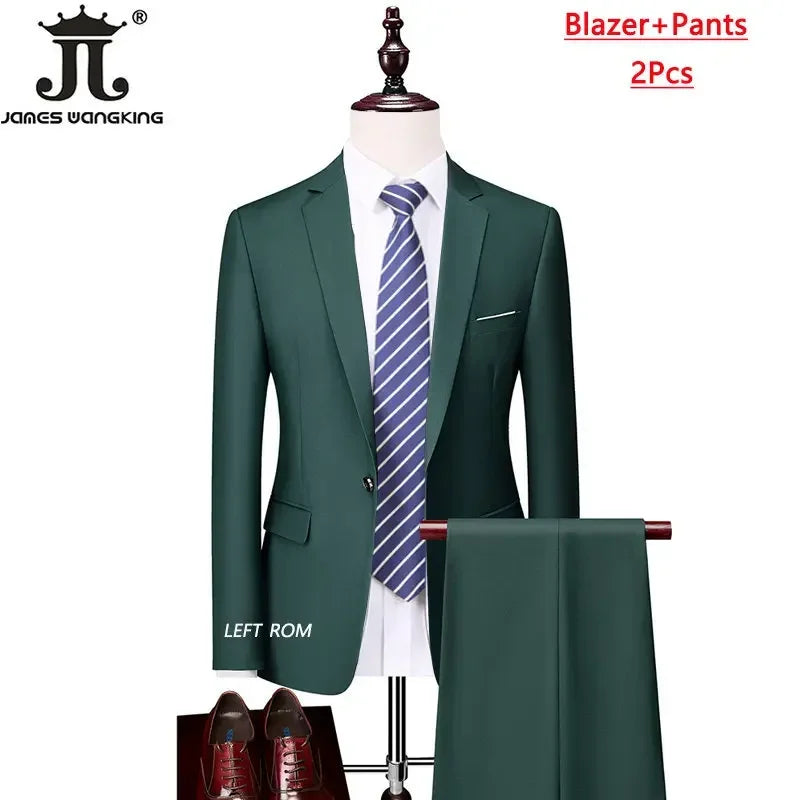 M-6XL 15 Cores (Jaqueta+Colete+Calças) Trajes Formais para Escritório Masculinos Vestido de Casamento para Noivos Vestido de Festa Terno de Cor Sólida