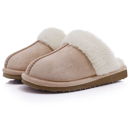 Chinelos de algodão evshine-luxuoso para mulheres, chinelo interior macio, espuma de memória confortável, sapato plano de pele ao ar livre, inverno