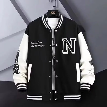 Carta bordada blusão masculino jaqueta de beisebol primavera novo estilo coreano harajuku hip-hop streetwear botão jaqueta universitária