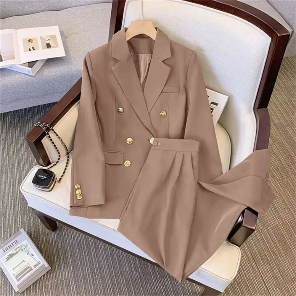 Outono conjunto de duas peças para as mulheres casual chique e elegante topos casacos outfit blazers calças define terno feminino roupas