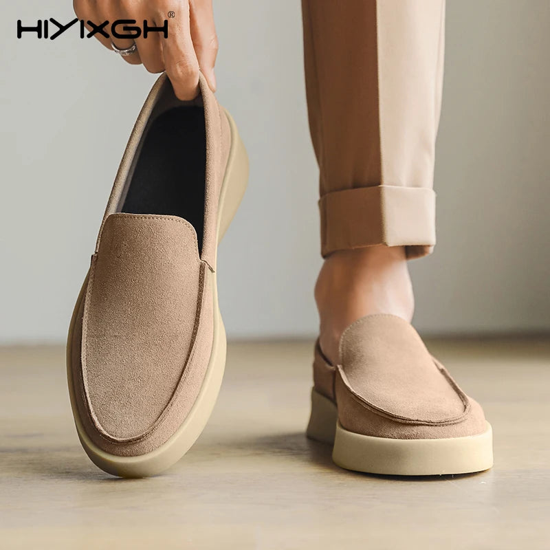 Mocassins masculinos de camurça macia, de alta qualidade, sapatos baixos, leves e confortáveis, para dirigir, verão, sapatos casuais