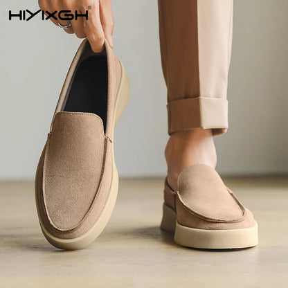 Mocassins masculinos de camurça macia, de alta qualidade, sapatos baixos, leves e confortáveis, para dirigir, verão, sapatos casuais