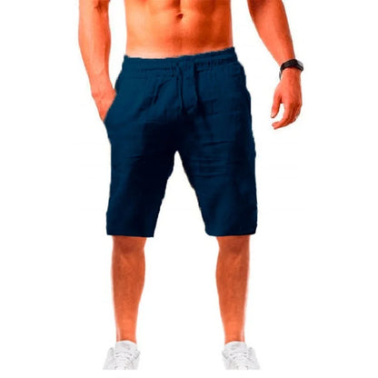 Calções de linho e algodão para homem, novos, respiráveis, de cor sólida, para o verão, ideais para fitness e uso urbano, tamanhos S-3XL