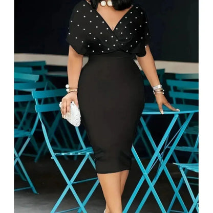 Moda 2025 vestido cor pura sem alças com decote em v meia manga volta zíper frisado vestido de manga curta vestido longo cintura regular